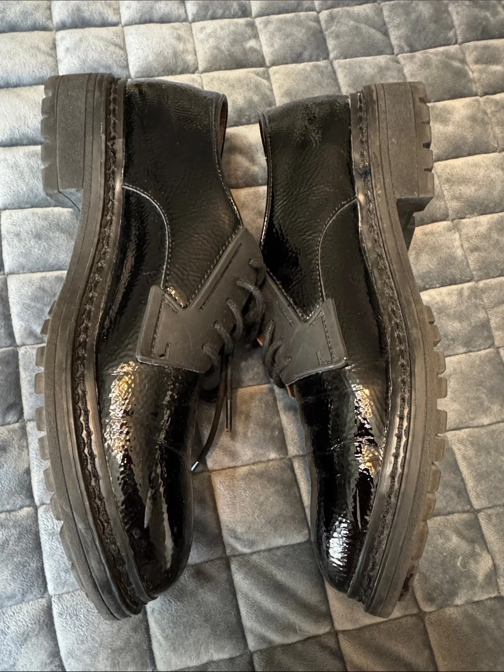 Franco Sarto Black Patent Derby Oxfords